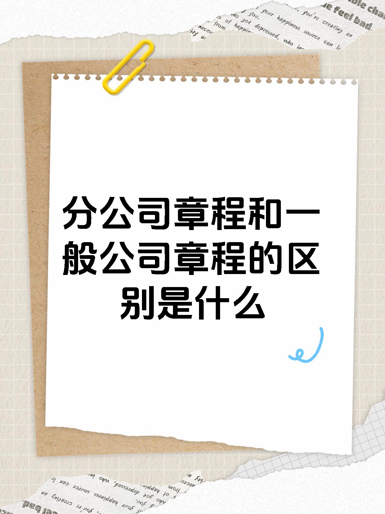 分公司章程和一般公司章程的区别是什么