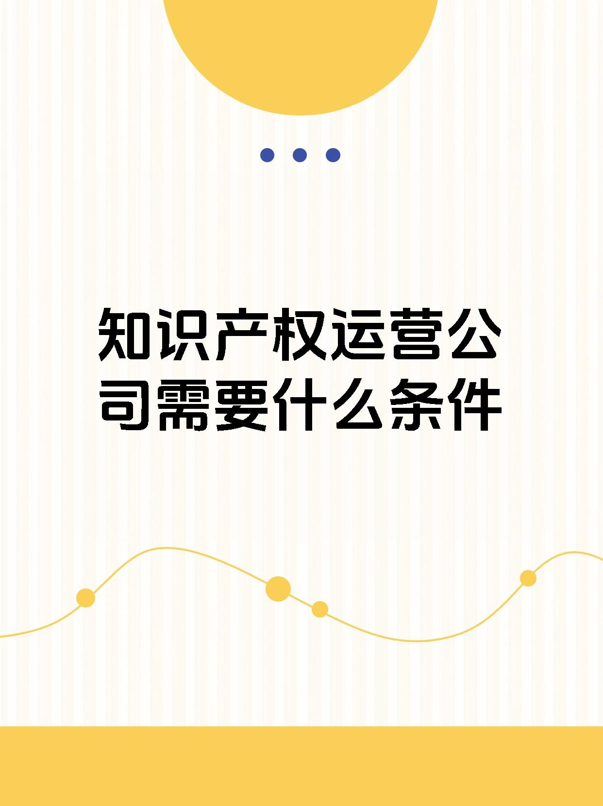 知识产权运营公司需要什么条件