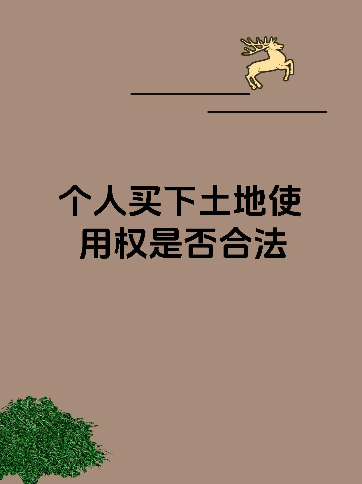 个人买下土地使用权是否合法