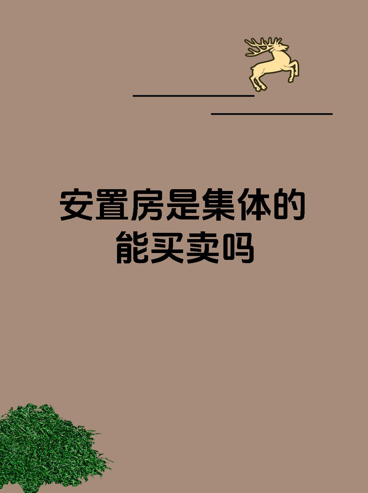 安置房是集体的能买卖吗