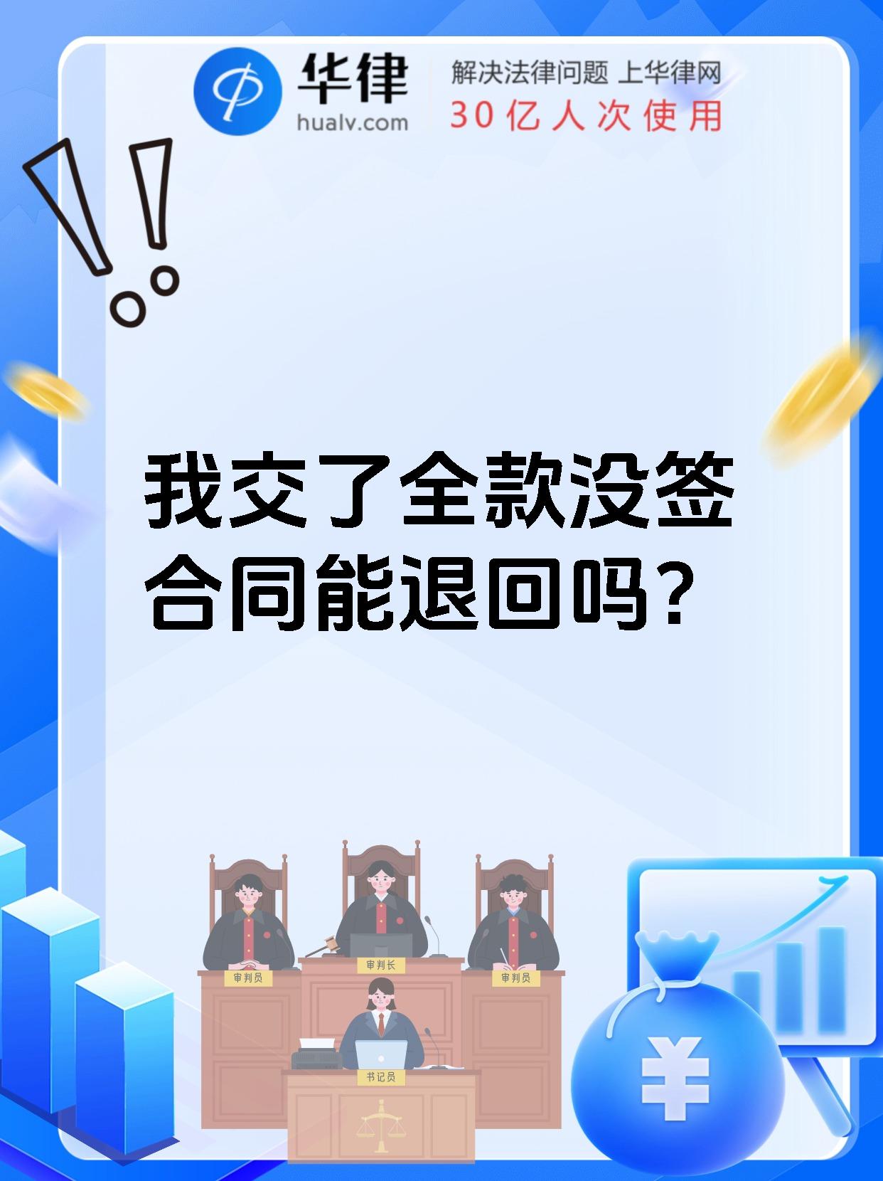 我交了全款没签合同能退回吗？