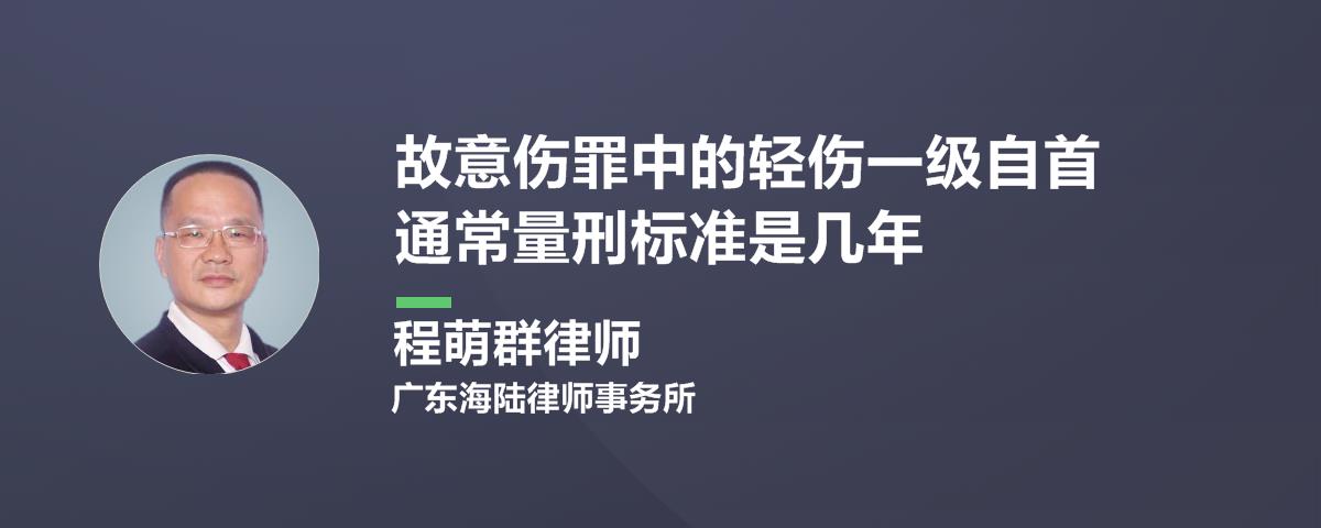 輕傷一級自首通常量刑標準是幾年_程萌群律師律師問答-華律61精選